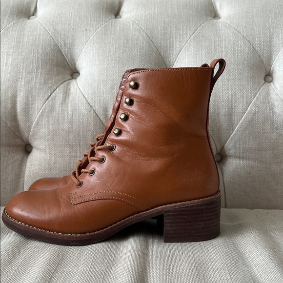 Madewell Tan Leather Lace-Up Boots - Picture 3 of 4